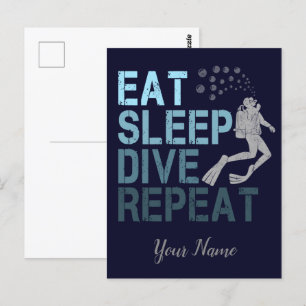 Scuba Diving Eat Sleep Dive Repeat saying Postcard