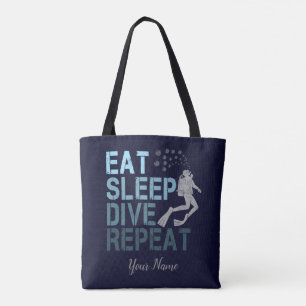 Scuba Diving Eat Sleep Dive Repeat saying Tote Bag