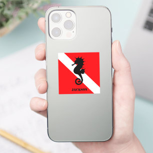 Scuba Diving Flag and Seahorse Custom Sticker