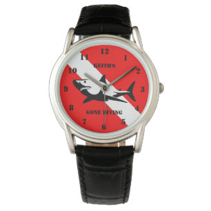 Scuba Diving Flag and Shark Custom Watch