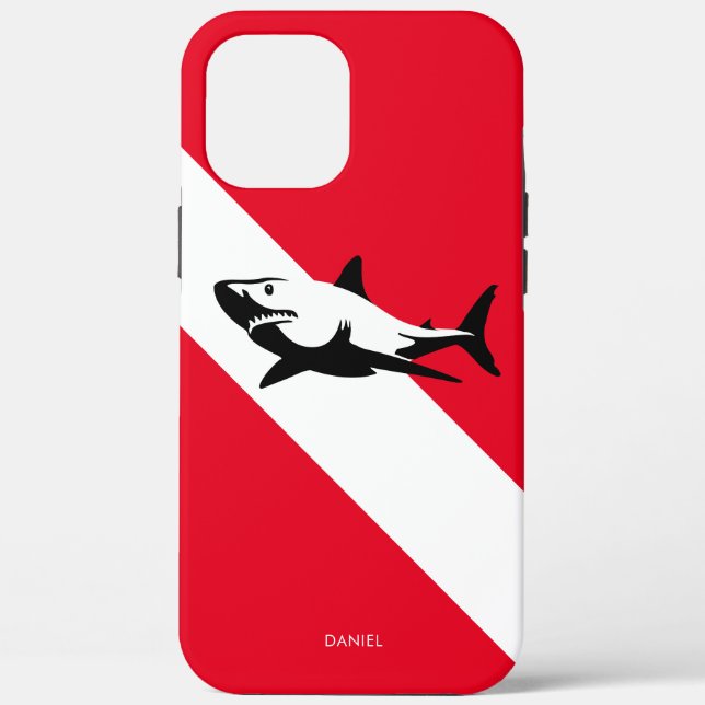 Scuba Diving Flag with Shark Personalised Case-Mate iPhone Case (Back)