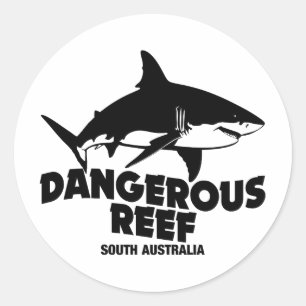 Scuba Diving Great White Sharks - Dangerous Reef Classic Round Sticker