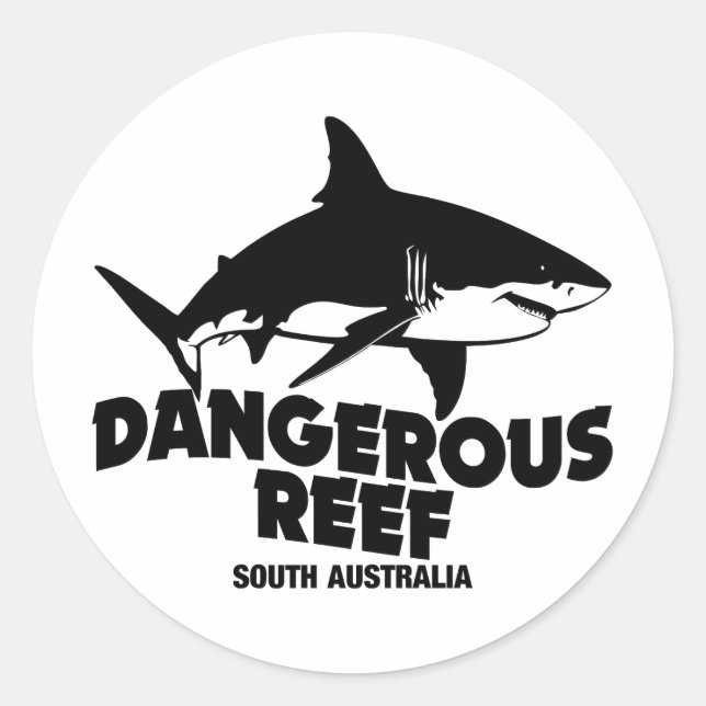 Scuba Diving Great White Sharks - Dangerous Reef Classic Round Sticker (Front)