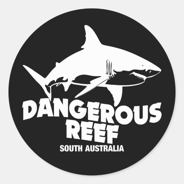 Scuba Diving Great White Sharks - Dangerous Reef Classic Round Sticker (Front)