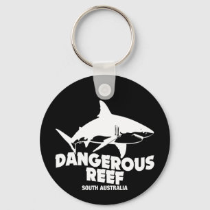 Scuba Diving Great White Sharks - Dangerous Reef Key Ring