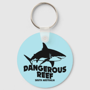 Scuba Diving Great White Sharks - Dangerous Reef Key Ring