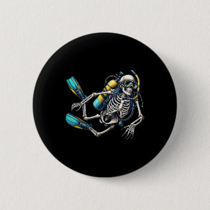 Scuba Diving Halloween Skeleton Scuba Diver  6 Cm Round Badge