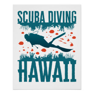 Scuba Diving Hawaii Souvenir Poster