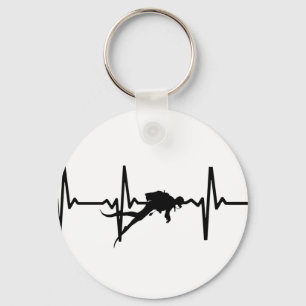 Scuba Diving Heart Pulse Key Ring