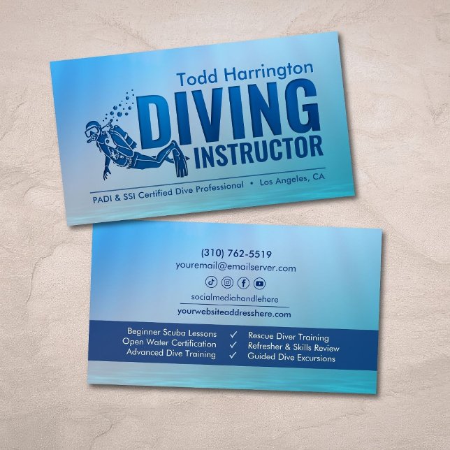 Scuba Diving Instructor - Dive coach  Business Card (Creator Uploaded)