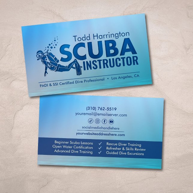 Scuba Diving Instructor - Dive coach  Business Card (Creator Uploaded)