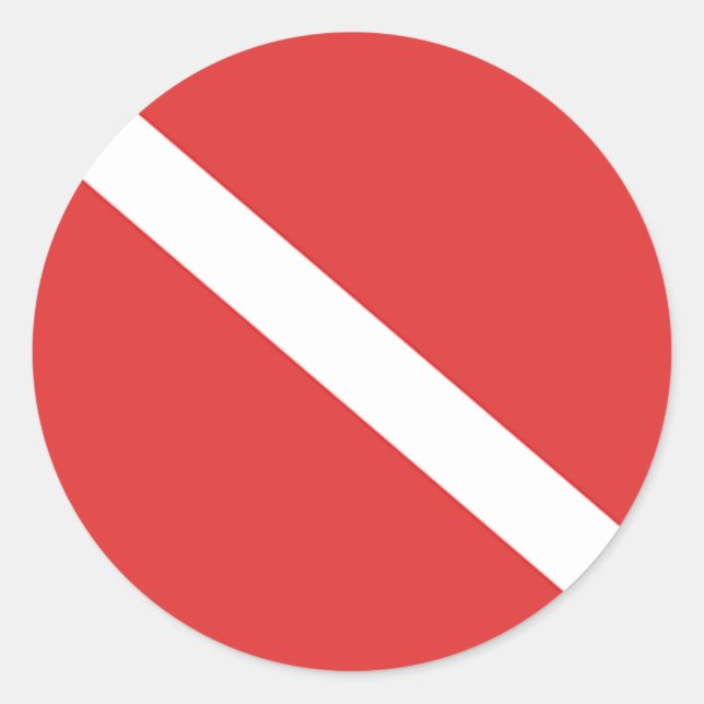 Scuba Diving Logo- Diver's Red White Flag Classic Round Sticker (Front)