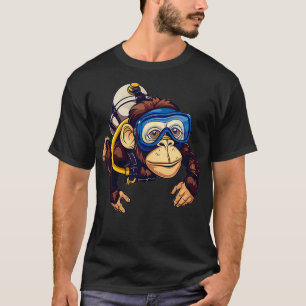 Scuba Diving Monkey Cute Monkey In Scuba Diving Ge T-Shirt