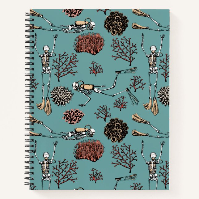 Scuba Diving Ocean Skeleton Divers Notebook (Front)