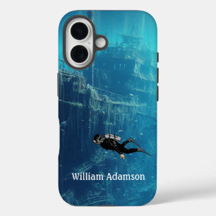 Scuba Diving on Sunken Ship personalise iPhone 16 Case