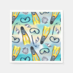 Scuba Diving Paper Napkins, Underwater Ocean Party Napkin