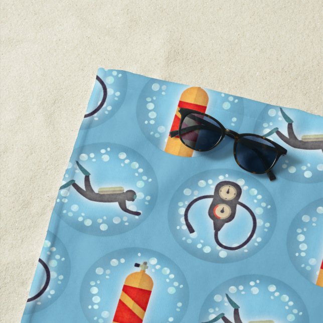 Scuba Diving Pattern - Cute Scuba Theme Beach Towel (In Situ)