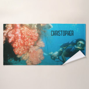 Scuba Diving Personalised Bath Towel