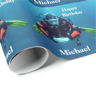 Scuba Diving Personalised Birthday Gift Wrapping Paper