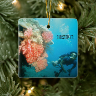 Scuba Diving Personalised Ceramic Ornament