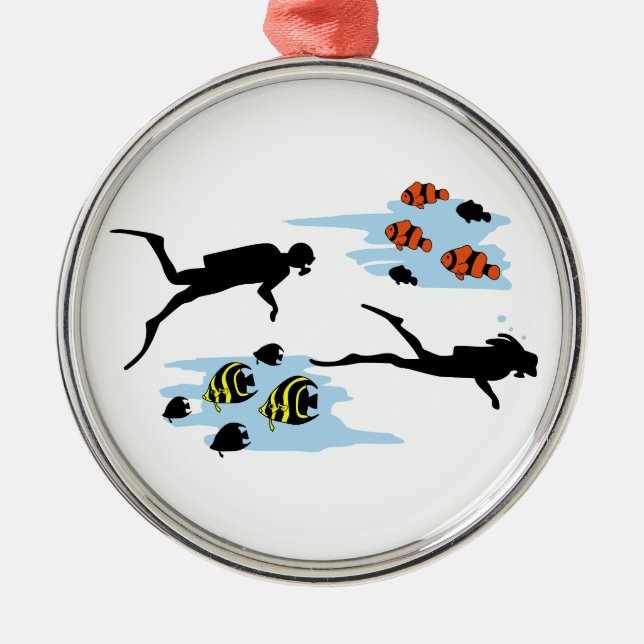 Scuba Diving Scene Metal Ornament (Front)