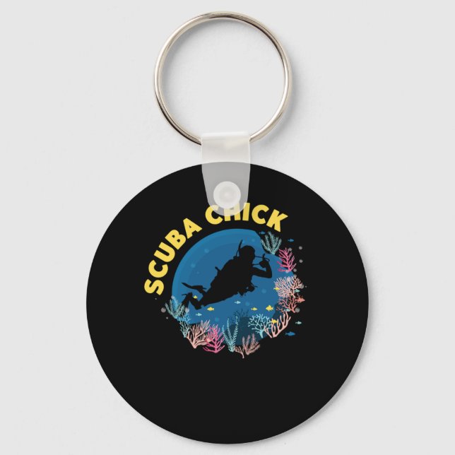 Scuba Diving Scuba Chick Key Ring (Front)
