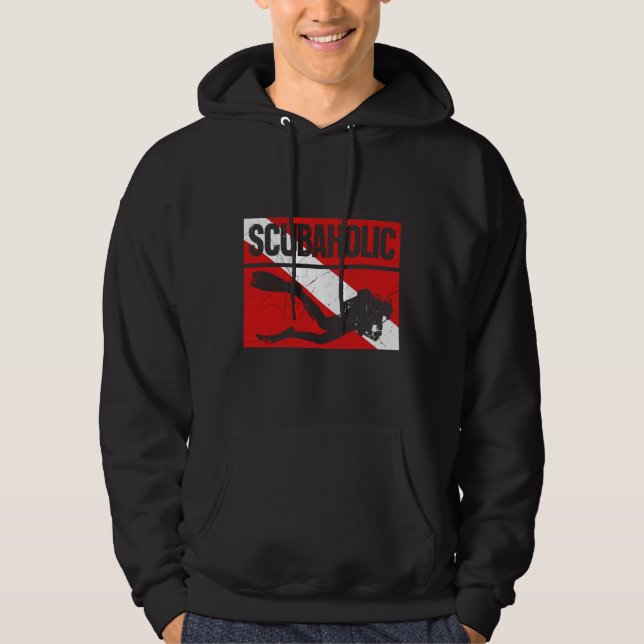 Scuba Diving Scuba Diver Scubaholic Dive Flag Hoodie (Front)