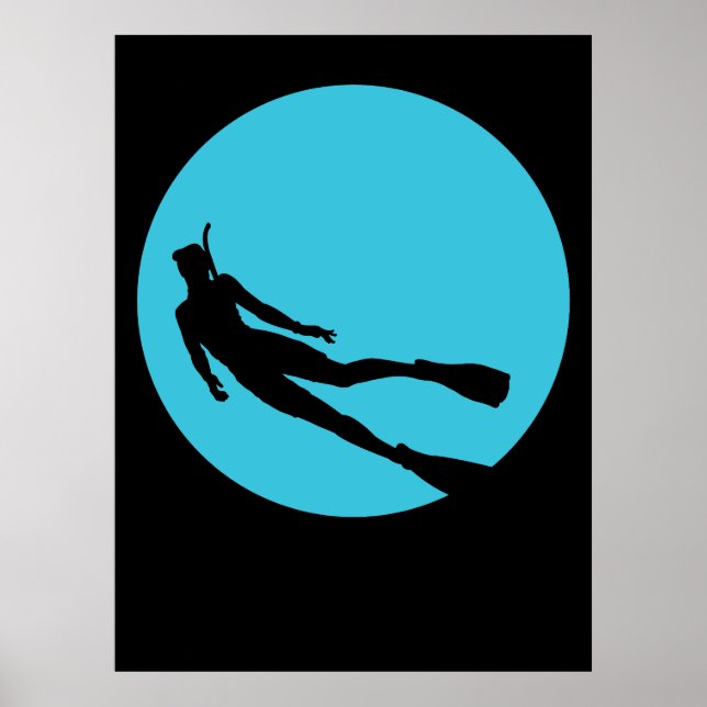 Scuba Diving Silhouette Poster (Front)