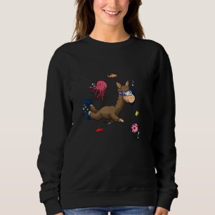Scuba Diving Snorkelling Llama Squid Octopus Jelly Sweatshirt