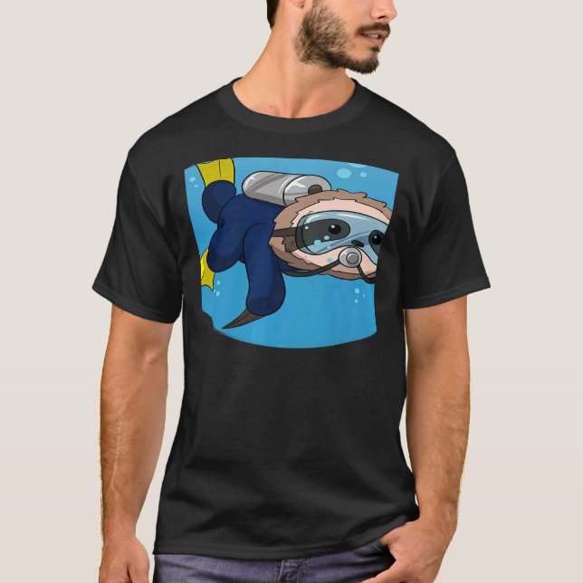 Scuba Diving Snorkelling Sloth Lazy Tired Dive Sle T-Shirt (Front)