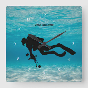 Scuba Diving Square Wall Clock