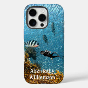 Scuba Diving underwater scene Diver personalise iPhone 16 Pro Case