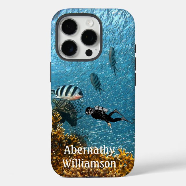Scuba Diving underwater scene Diver personalise Case-Mate iPhone Case (Back)