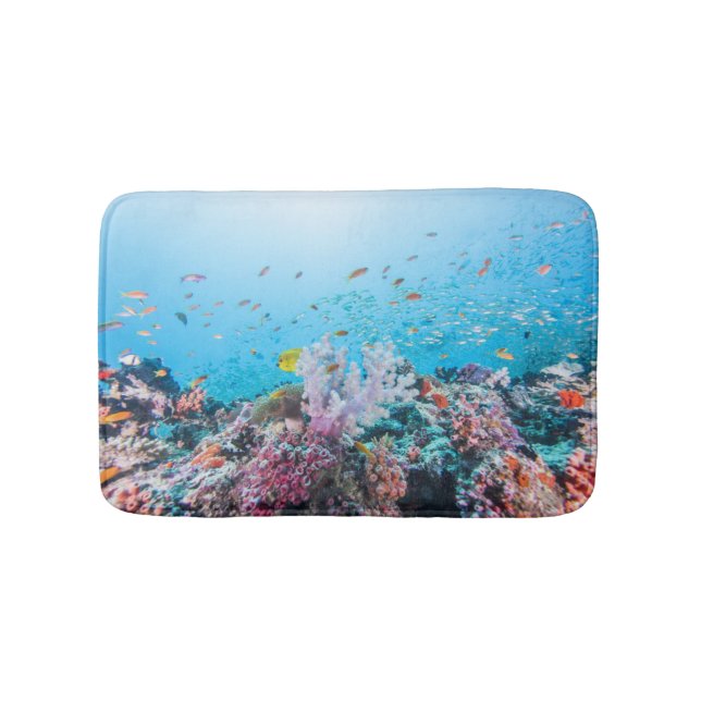 Scuba Diving With Colourful Reef And Coral Bath Mat (Front)