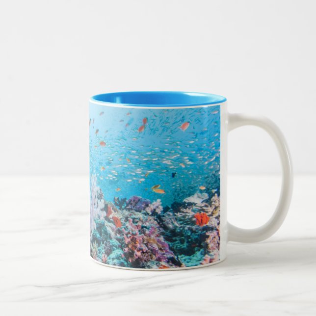 Scuba Diving With Colourful Reef And Coral Two-Tone Coffee Mug (Right)