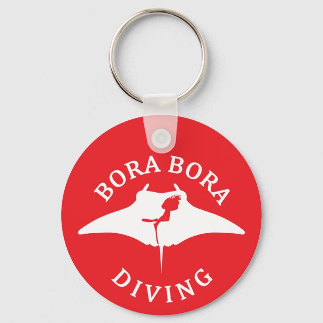 Scuba Diving With Manta Rays At Bora Bora Key Ring (Front)