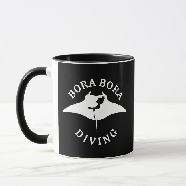 Scuba Diving With Manta Rays At Bora Bora Mug (Left)