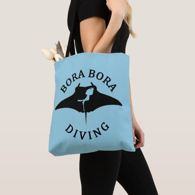 Scuba Diving With Manta Rays At Bora Bora Tote Bag (Close Up)