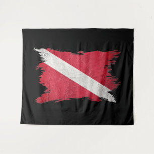 Scuba flag, Brush stroke, Diver down, Dive Flag Tapestry