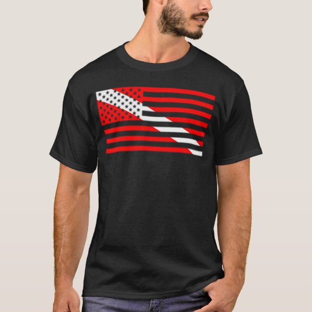Scuba Flag Diver Down American Flag Usa Diving     T-Shirt (Front)