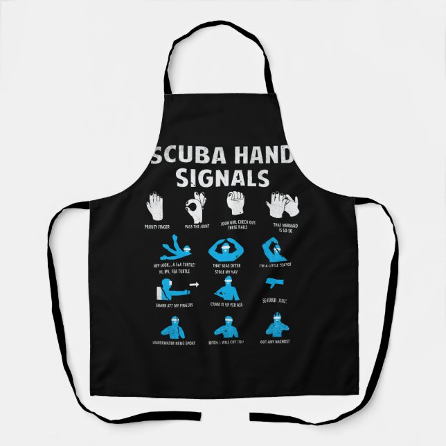 Scuba Hand Signals Language Diving Signs Dive Dive Apron (Front)