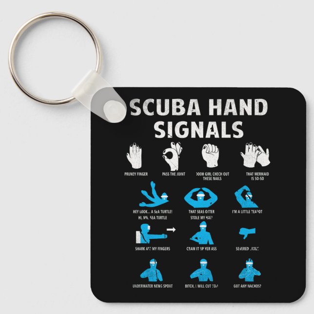 Scuba Hand Signals Language Diving Signs Dive Dive Key Ring (Front)