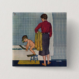 Scuba in the Tub 15 Cm Square Badge