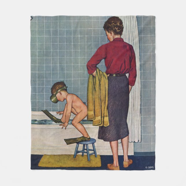 Scuba in the Tub Fleece Blanket (Front)