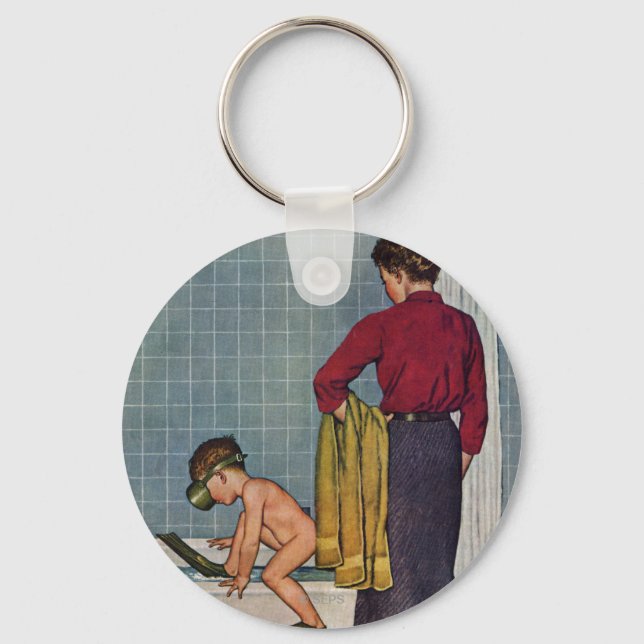 Scuba in the Tub Key Ring (Front)