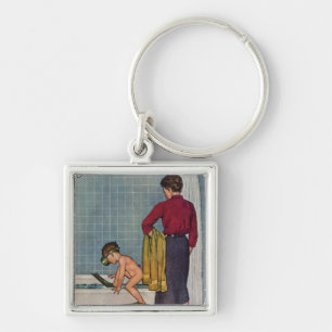Scuba in the Tub Key Ring