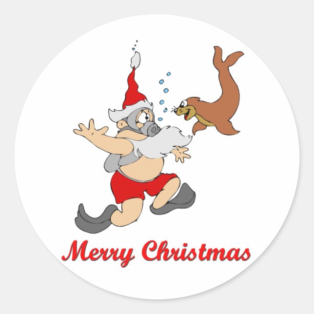 Scuba Santa Sticker (Front)