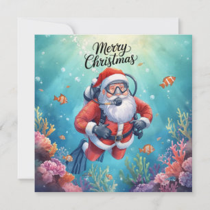 Scuba Santa Underwater Christmas Holiday Card
