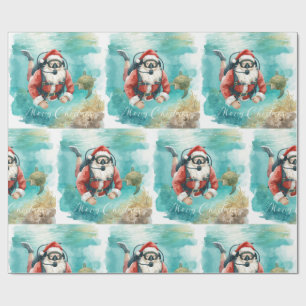 Scuba Santa Underwater Christmas Wrapping Paper