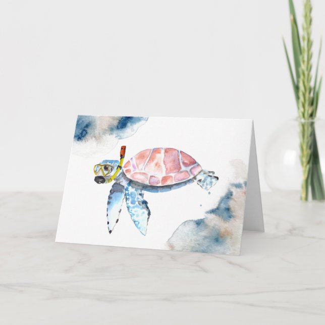 Scuba Sea Turtle Funny Card (Front)
